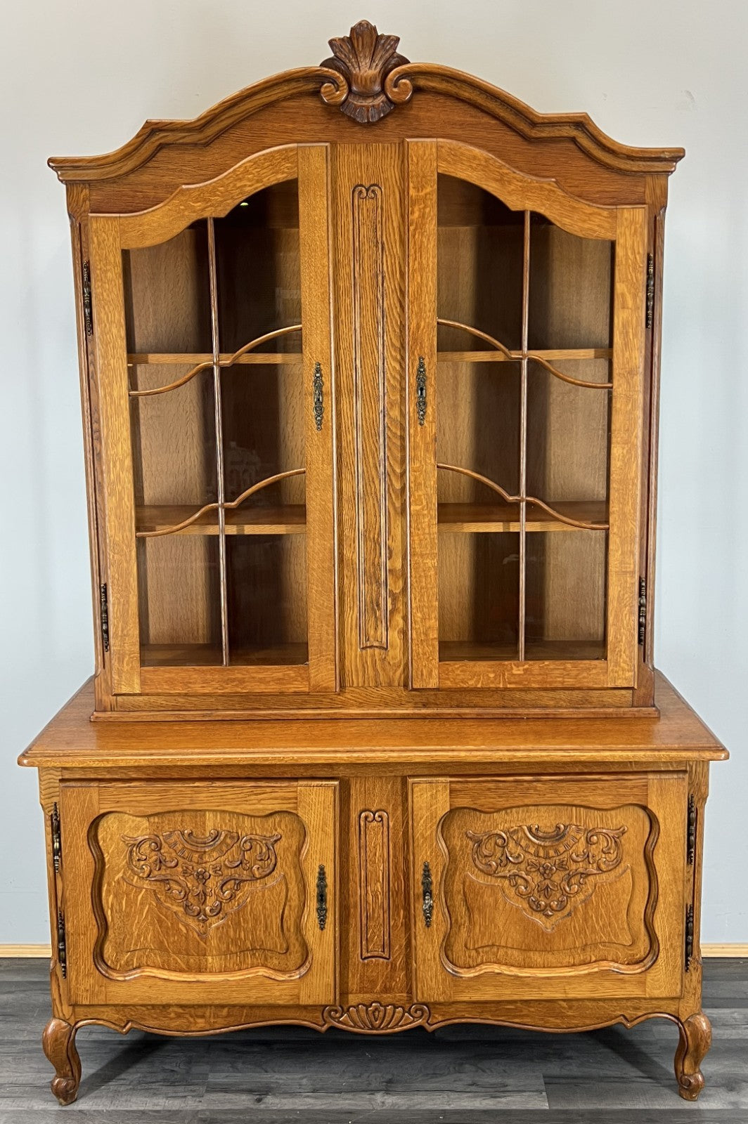 Bookcase Vintage French Louis XVI Oak Display Cabinet Carved Sideboard LOT 45760