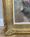 Oil Painting Vintage French Style Signed Coastal Boats Artwork Framed LOT 49422