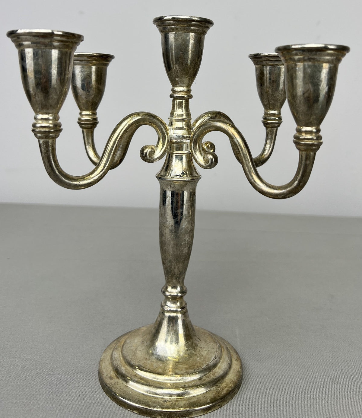 Pair of Candelabras Vintage French Style Metal Five Arm Candle Holders LOT 6482