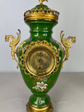 Mantel Clock Set Antique French Garniture Porcelain Bronze Candelabras LOT 36203