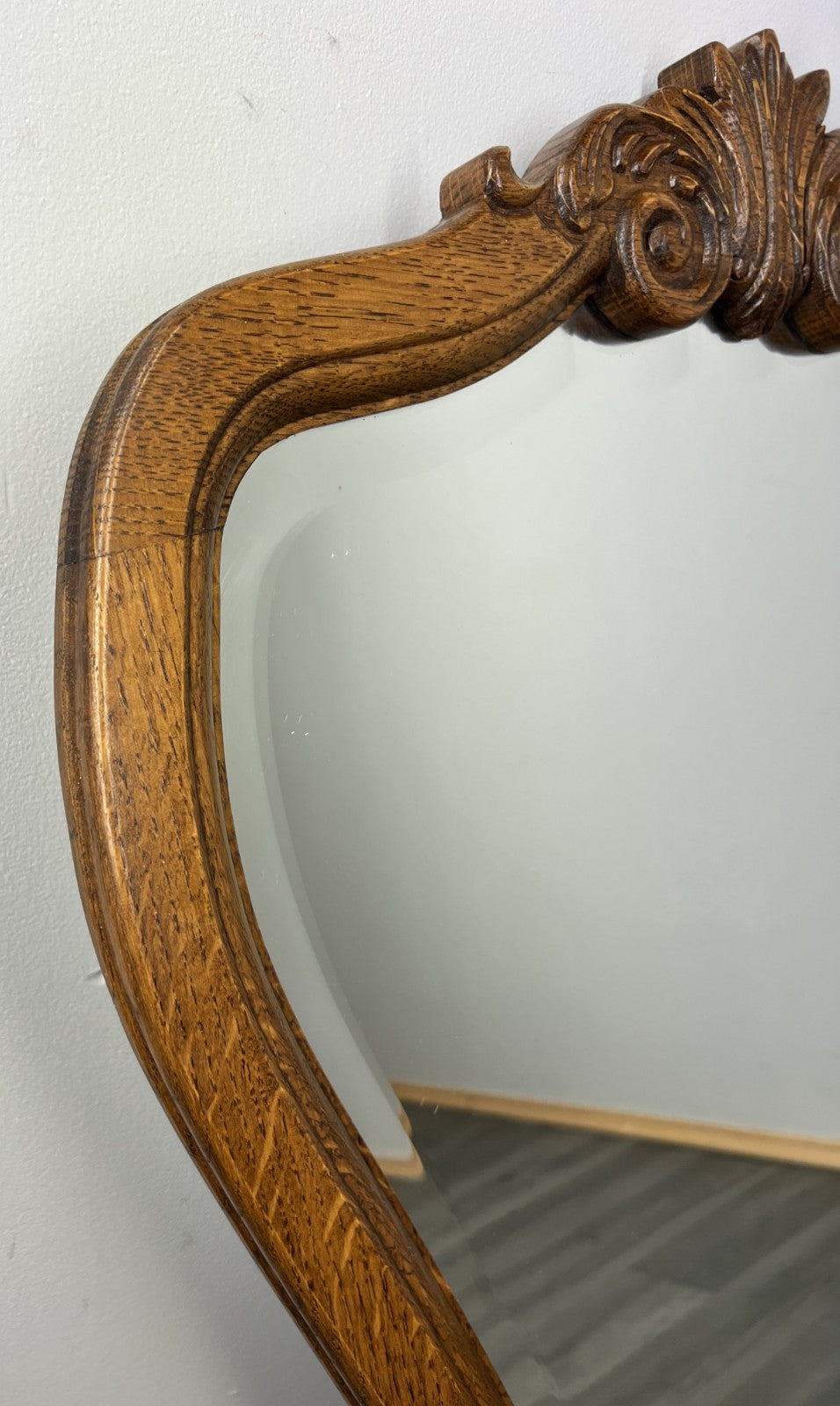 Vintage French Style Carved Oak Wall Mirror Ornate Wall Frame LOT 45412