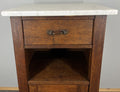 Bedside Table Antique French Style Oak with Marble Top Cabinet LOT 43393