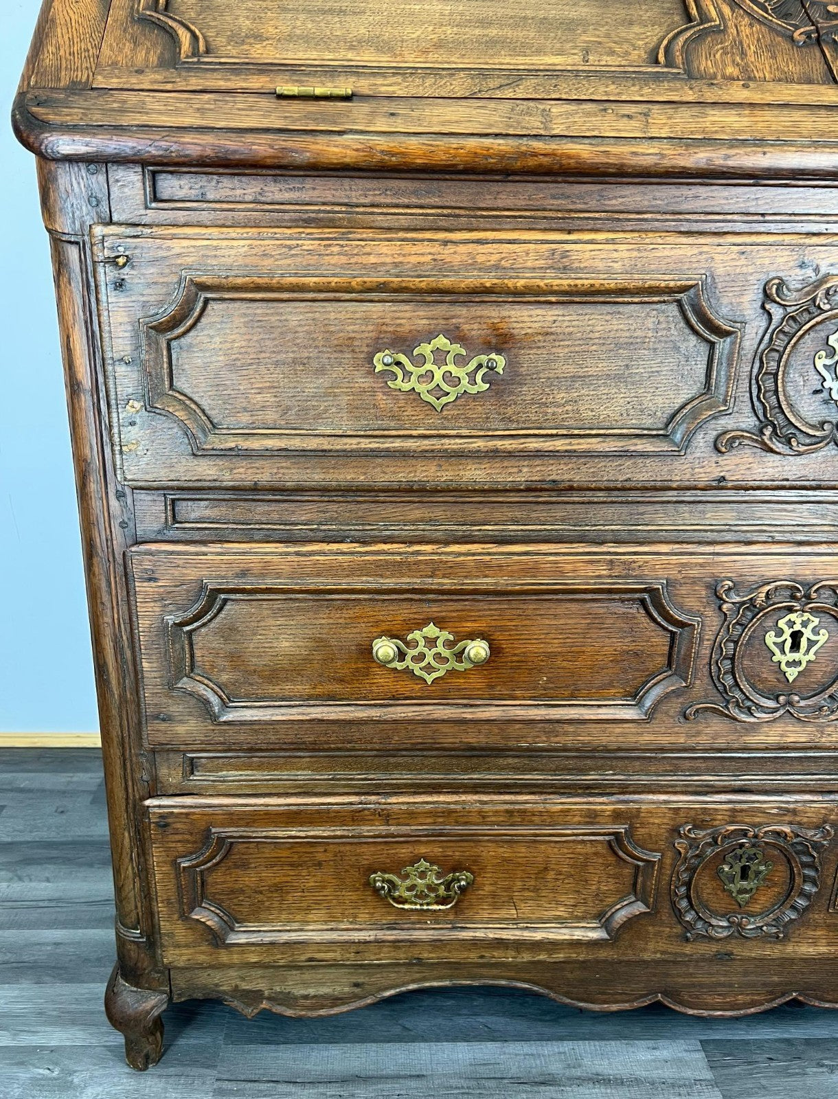 Chest of Drawers Vintage French Oak 3 Drawers Bureau Desk Cabinet LOT 216914
