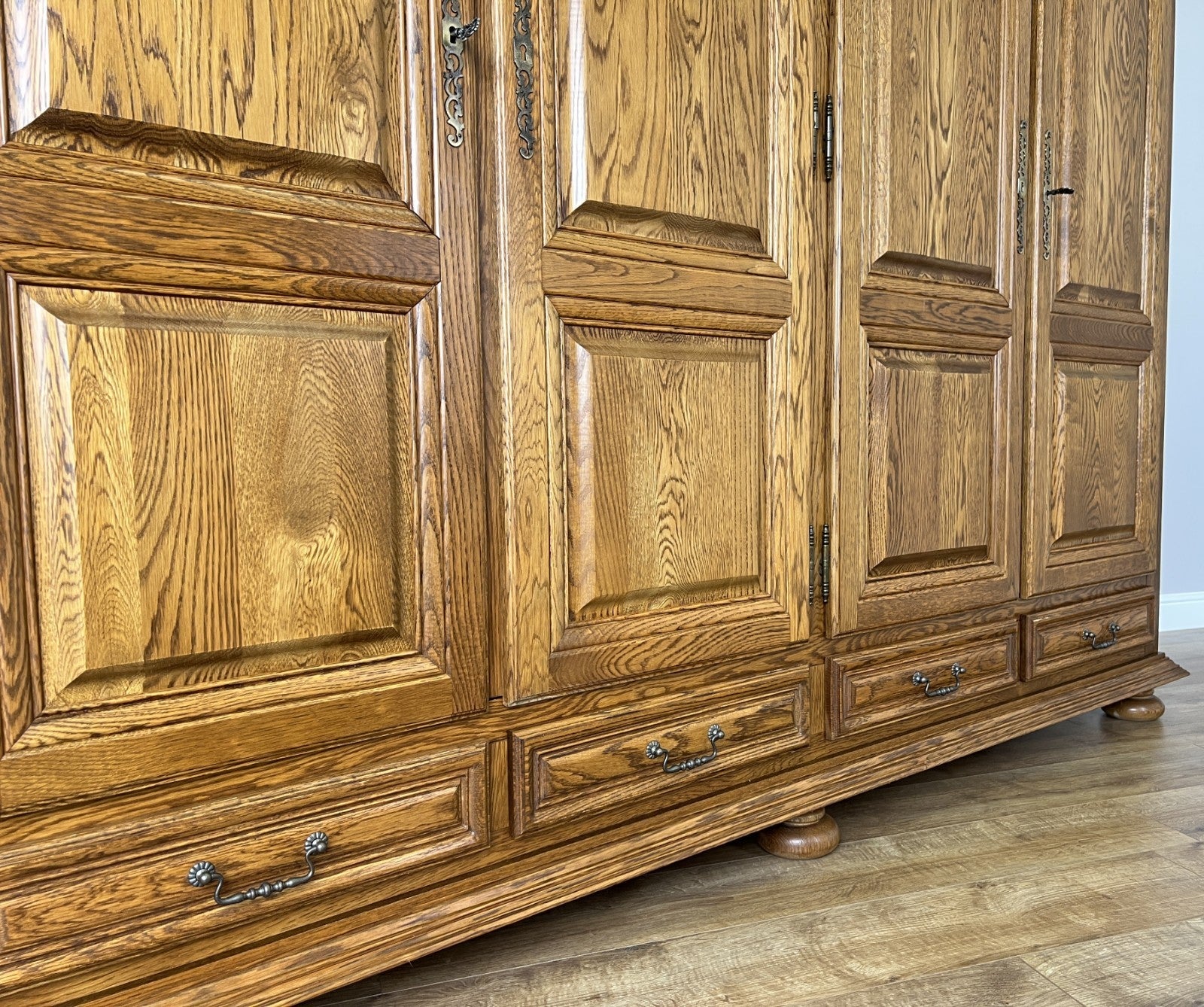 Wardrobe Vintage French Style Four Door Carved Armoire Cabinet LOT 61195