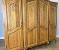 Wardrobe Vintage French Louis XVI Style Oak Four Door Carved Armoire LOT 61044
