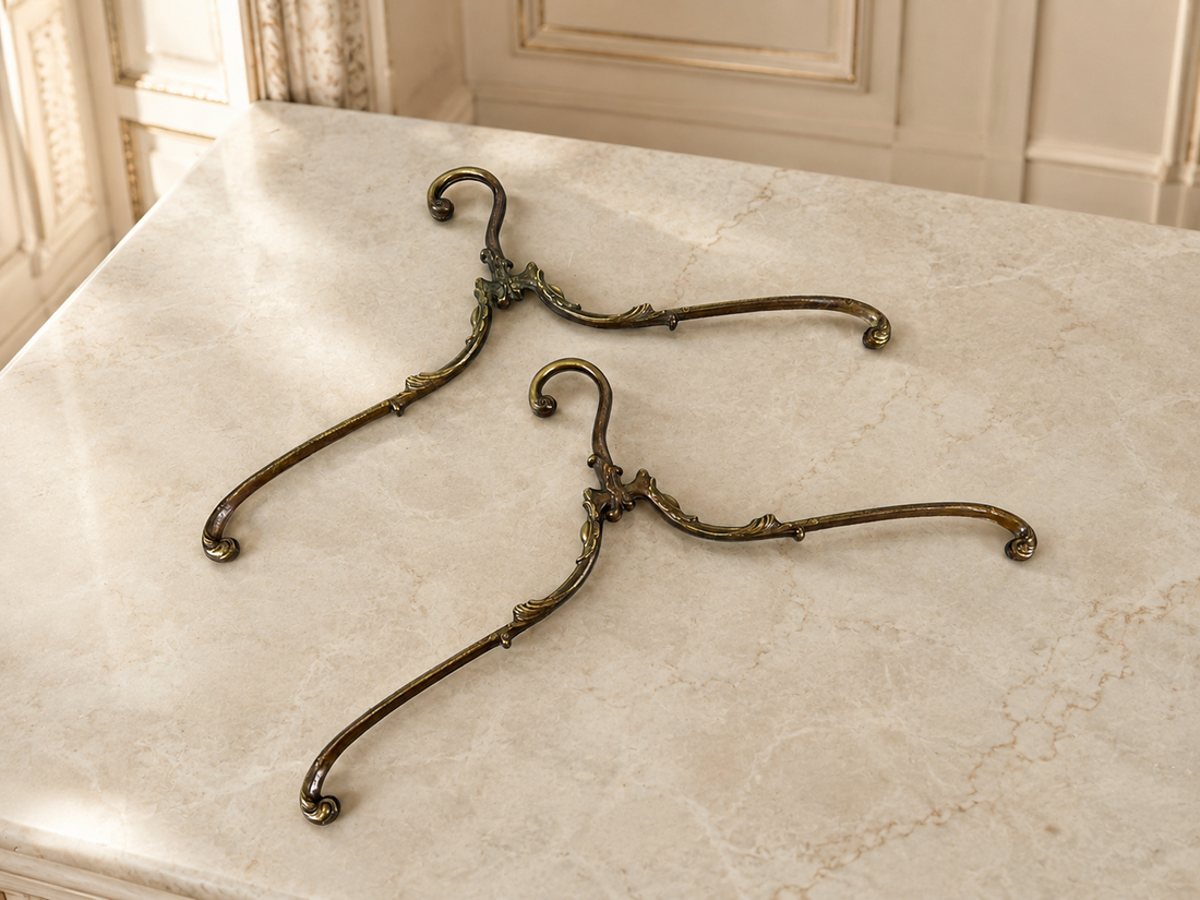 Clothes Hangers Vintage Style Brass Set of Two Ornate Hangers LOT 6432