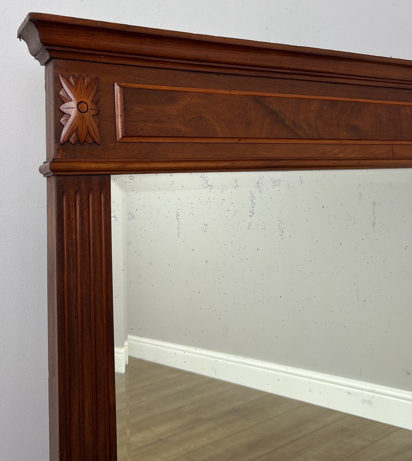 Mirror Antique French Walnut Wall Mirror Carved Decorative Frame LOT 64052