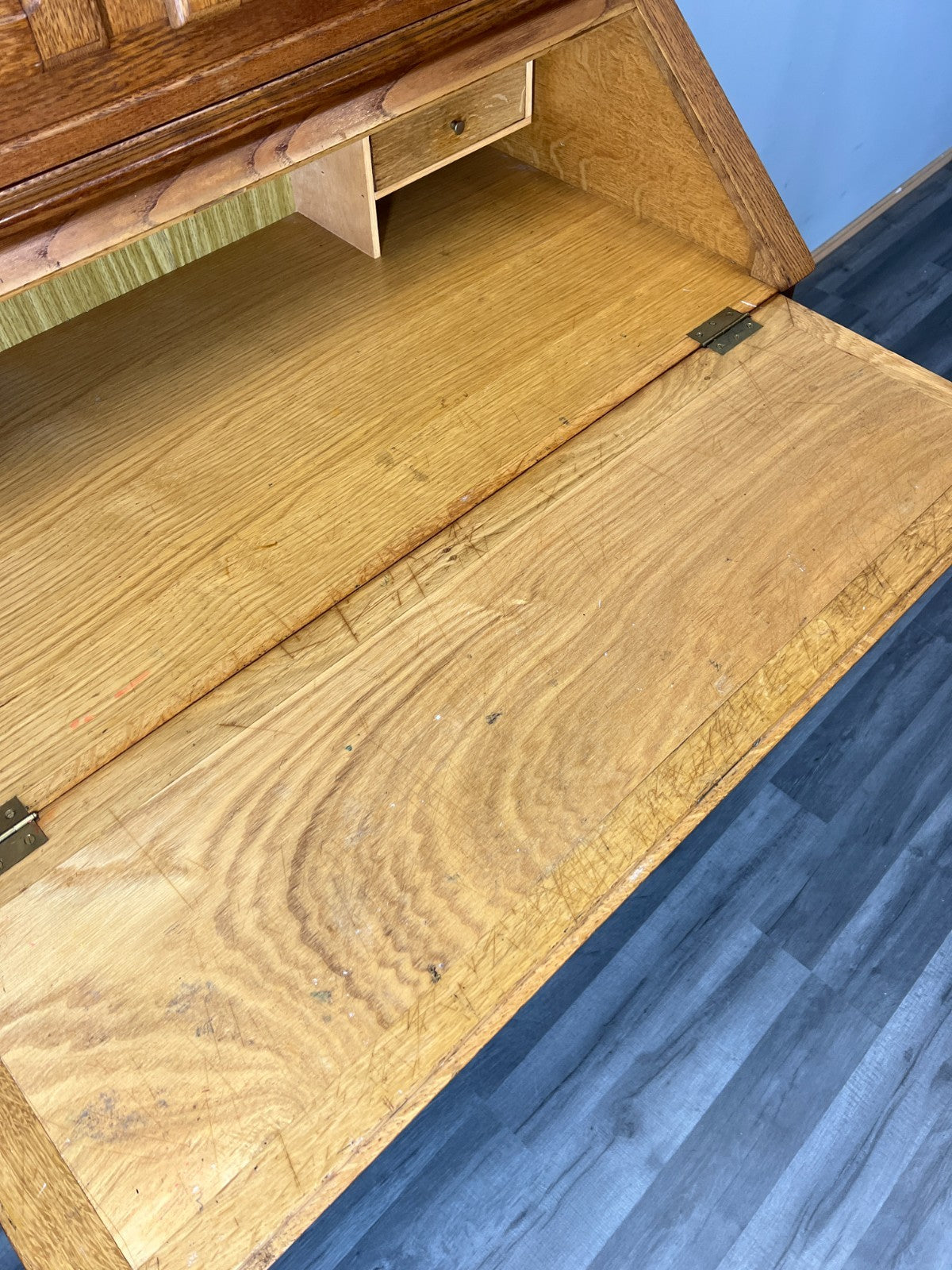 Secretaire Bookcase Vintage French Louis XIV Style Oak Bureaux Cabinet LOT 451210