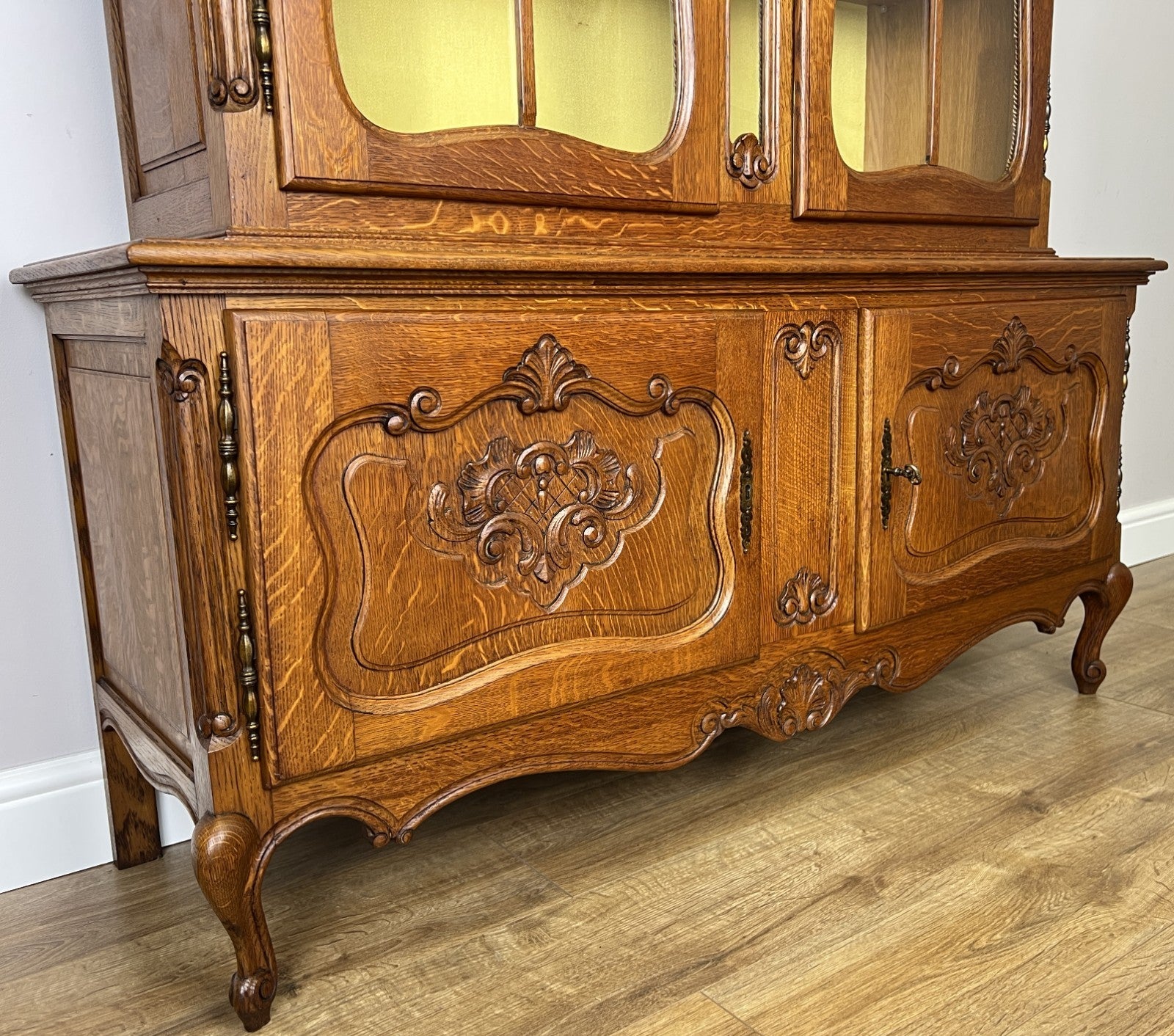 Bookcase Vintage French Louis XVI Oak Display Cabinet Carved Sideboard LOT 62825