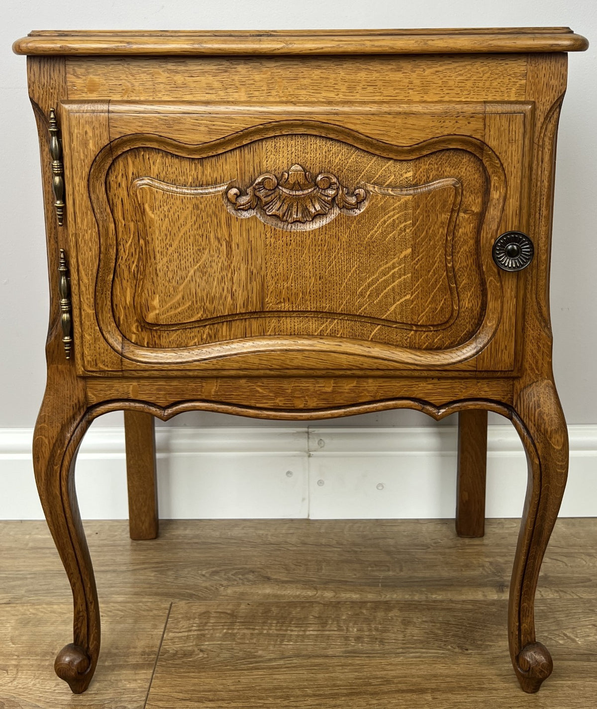 Pair of Bedside Tables Vintage French Louis Oak Nightstands Cabinets LOT 62143