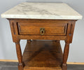 Bedside Table Antique French Oak with Marble Top Carved Cabinet LOT 43362