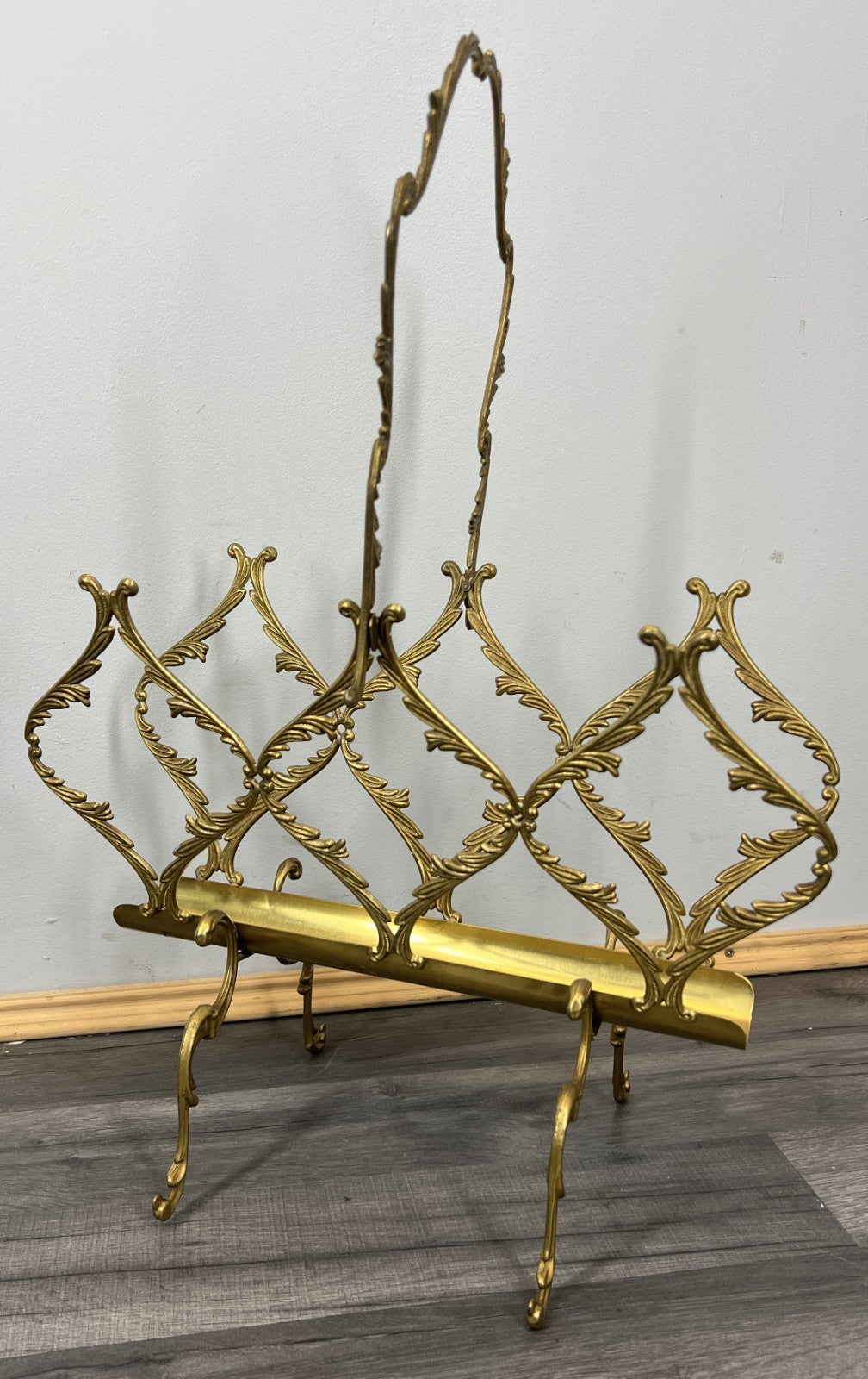 Newspaper Rack Vintage French Style Brass Magazine Stand LOT 46330