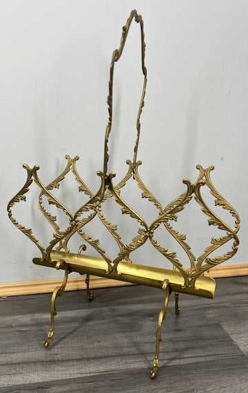 Newspaper Rack Vintage French Style Brass Magazine Stand LOT 46330
