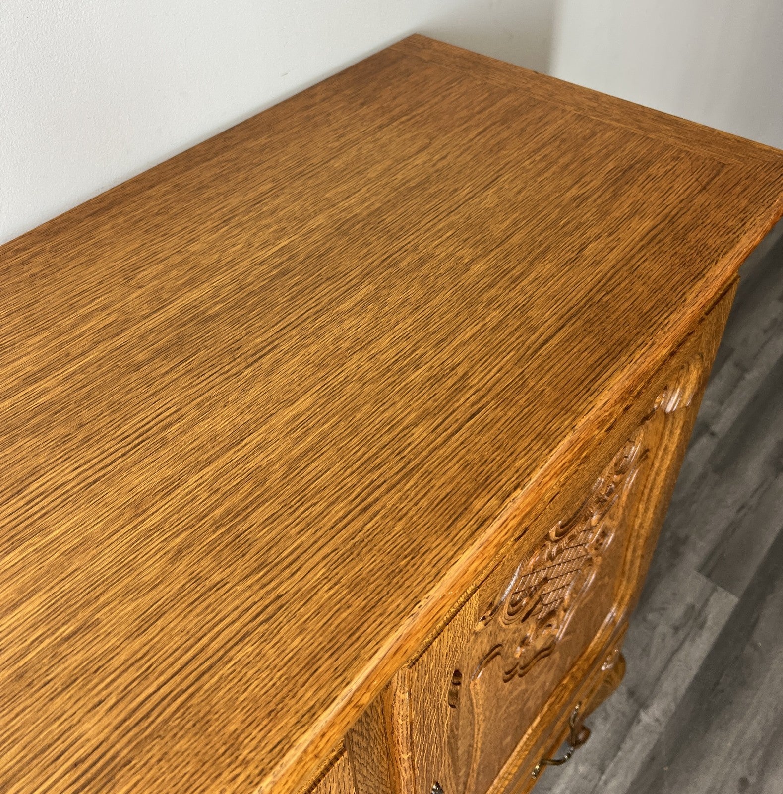 Cabinet Vintage French Louis XVI Oak Sideboard Carved Panels Cupboard LOT 43328