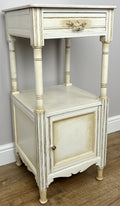 Bedside Table Antique French Style Marble Top Oak Cabinet Nightstand LOT 62242