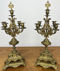 Pair of Candelabra Antique French Style Brass Five Arm Candle Holders LOT 60250