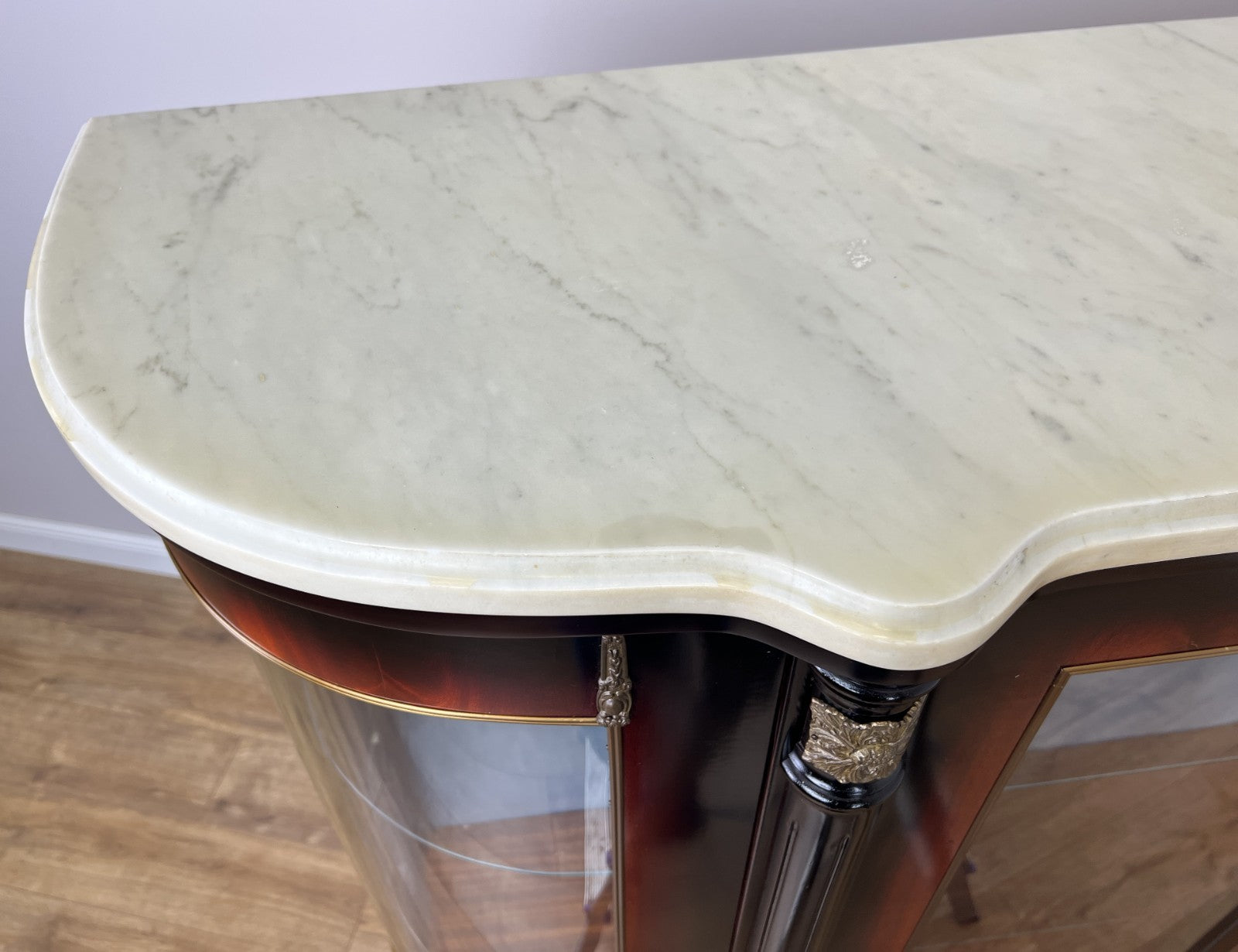 Cabinet Vintage French Style Empire Display Cabinet Marble Top Glass LOT 497717