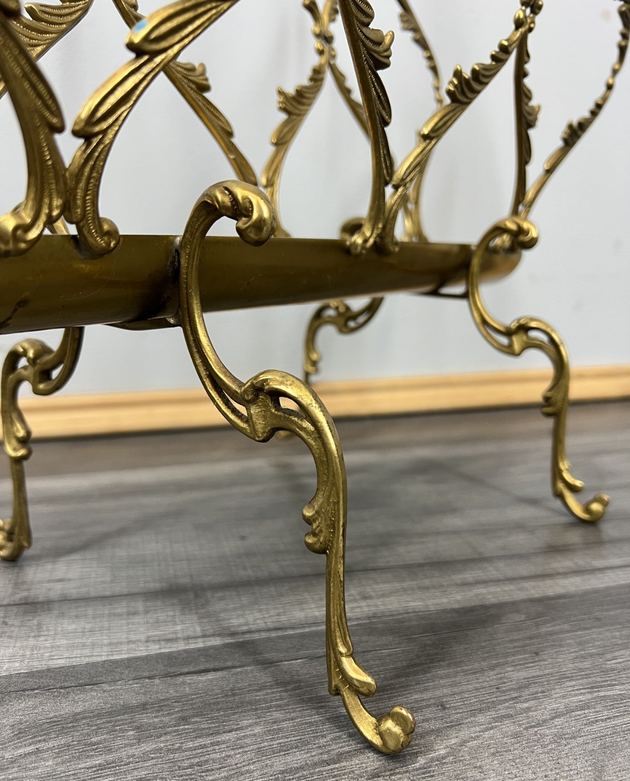 Newspaper Rack Vintage French Style Brass Magazine Stand LOT 46334