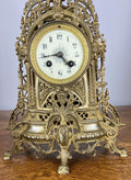 Mantel Clock Vintage French Style Architectural Brass Garniture Set LOT 46455