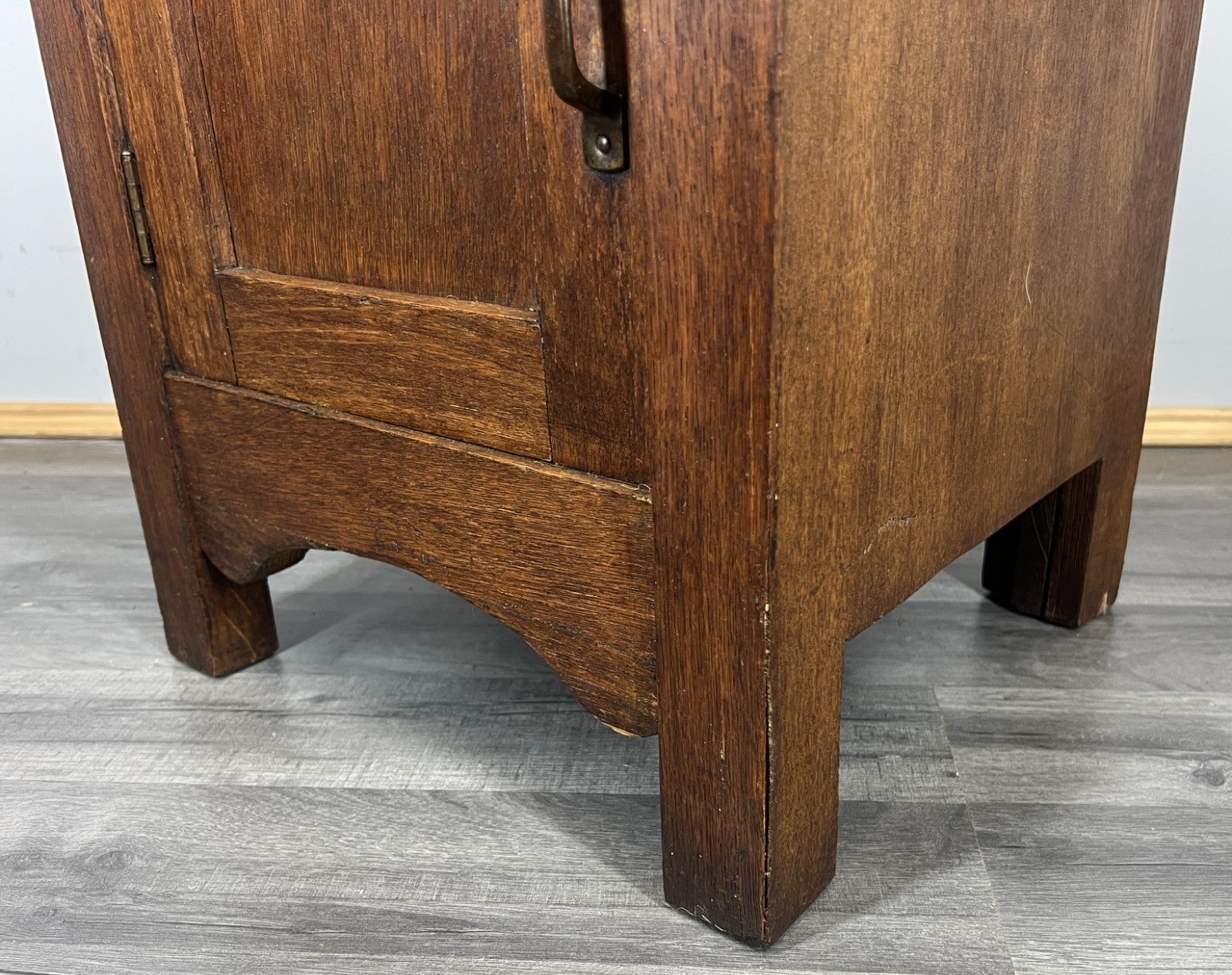 Bedside Table Antique French Style Oak with Marble Top Cabinet LOT 43396
