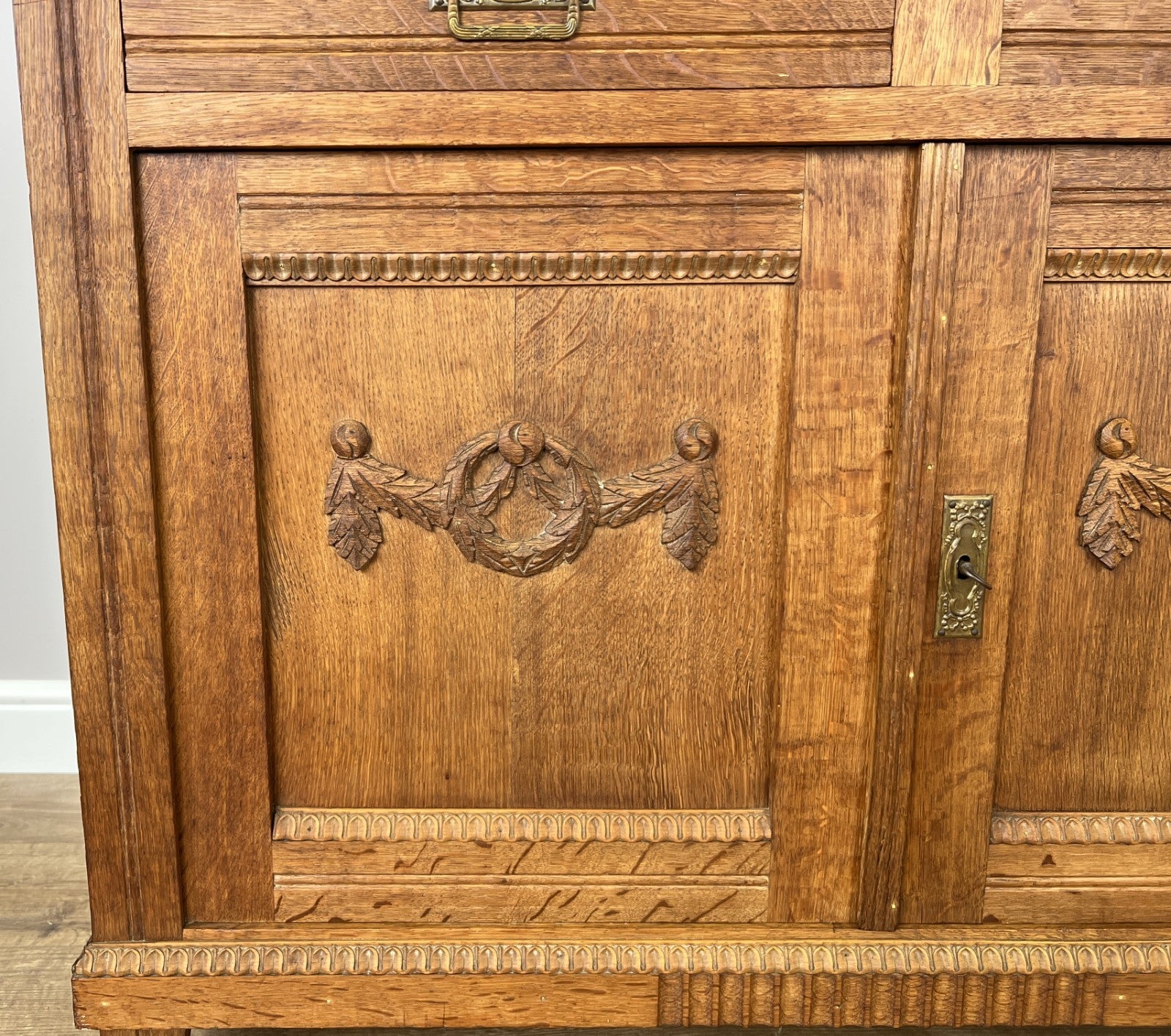 Cabinet Antique French Style Marble Top Oak Sideboard Carved Cupboard LOT 62846