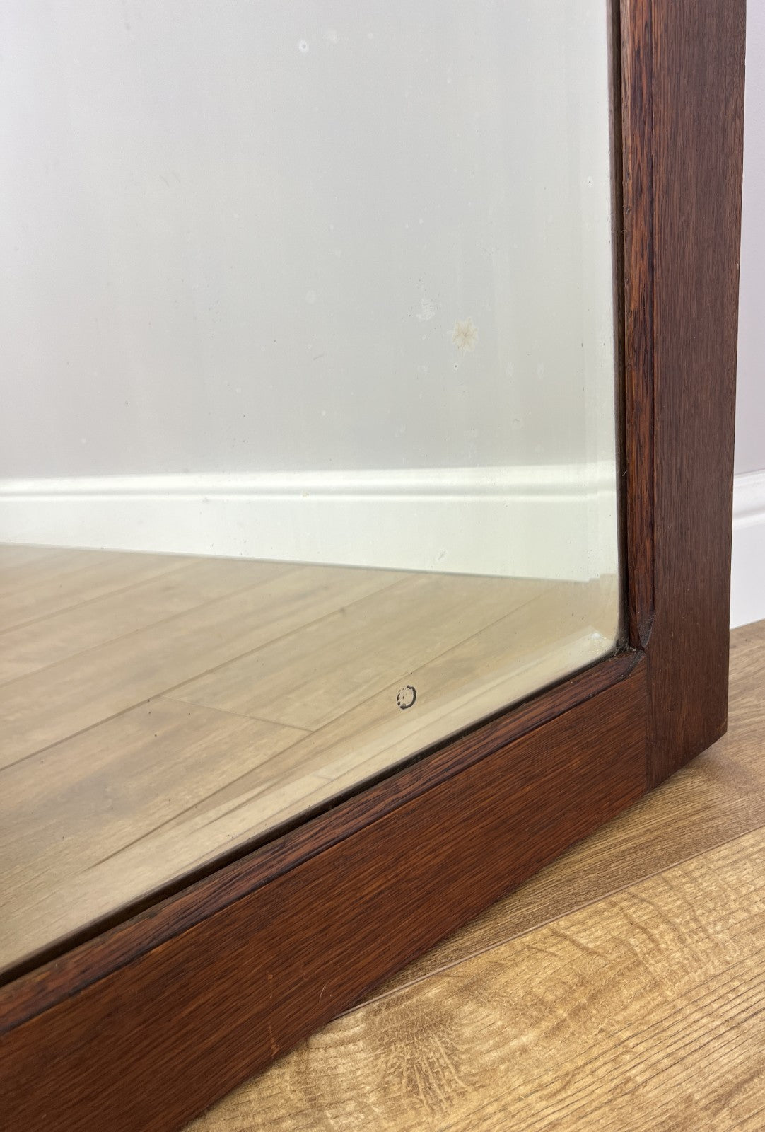 Mirror Antique French Style Oak Carved Wardrobe Mirror Polished Glass LOT 61946