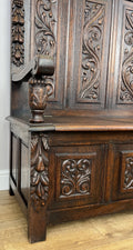Monks Bench Antique French Style Oak Storage Hall Seat Coffee Bench LOT 629812