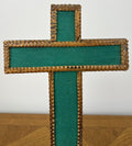 Crucifix Vintage French Style Walnut Religious Cross Metal Figurine LOT 605112