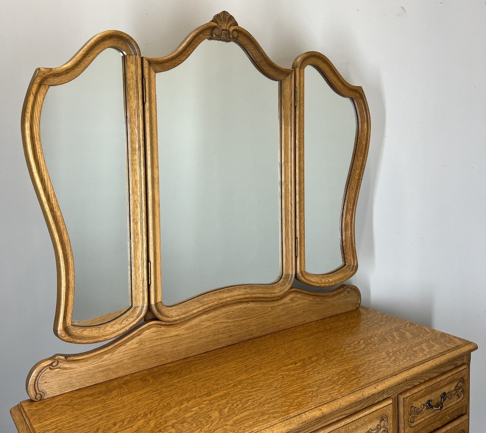Vintage Dressing Table with Mirror French Oak Louis Vanity Table Makeup LOT 45545