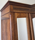 Wardrobe Antique French Oak Two Door Mirrored Carved Armoire Cabinet LOT 61442
