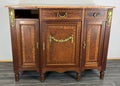 Sideboard Antique French Marble Top Inlaid Brass Detail Carved Cabinet LOT 23821