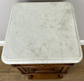 Bedside Table Antique French Style Marble Top Walnut Cabinet Nightstand LOT 624212
