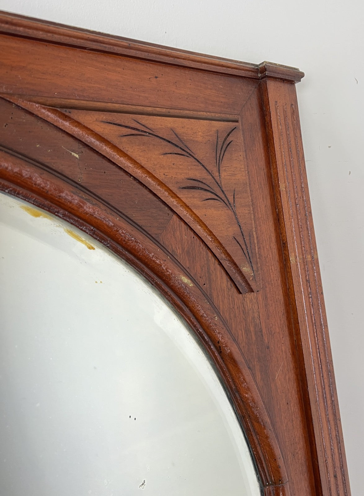 Mirror Antique French Style Oak Arched Carved Large Wall Mirror LOT 6530