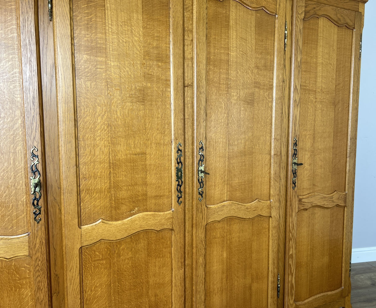 Wardrobe Vintage French Louis XVI Style Oak Four Door Carved Armoire LOT 6501