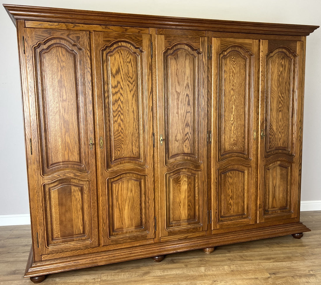 Wardrobe Vintage French Style Five Door Carved Large Storage Armoire LOT 49870