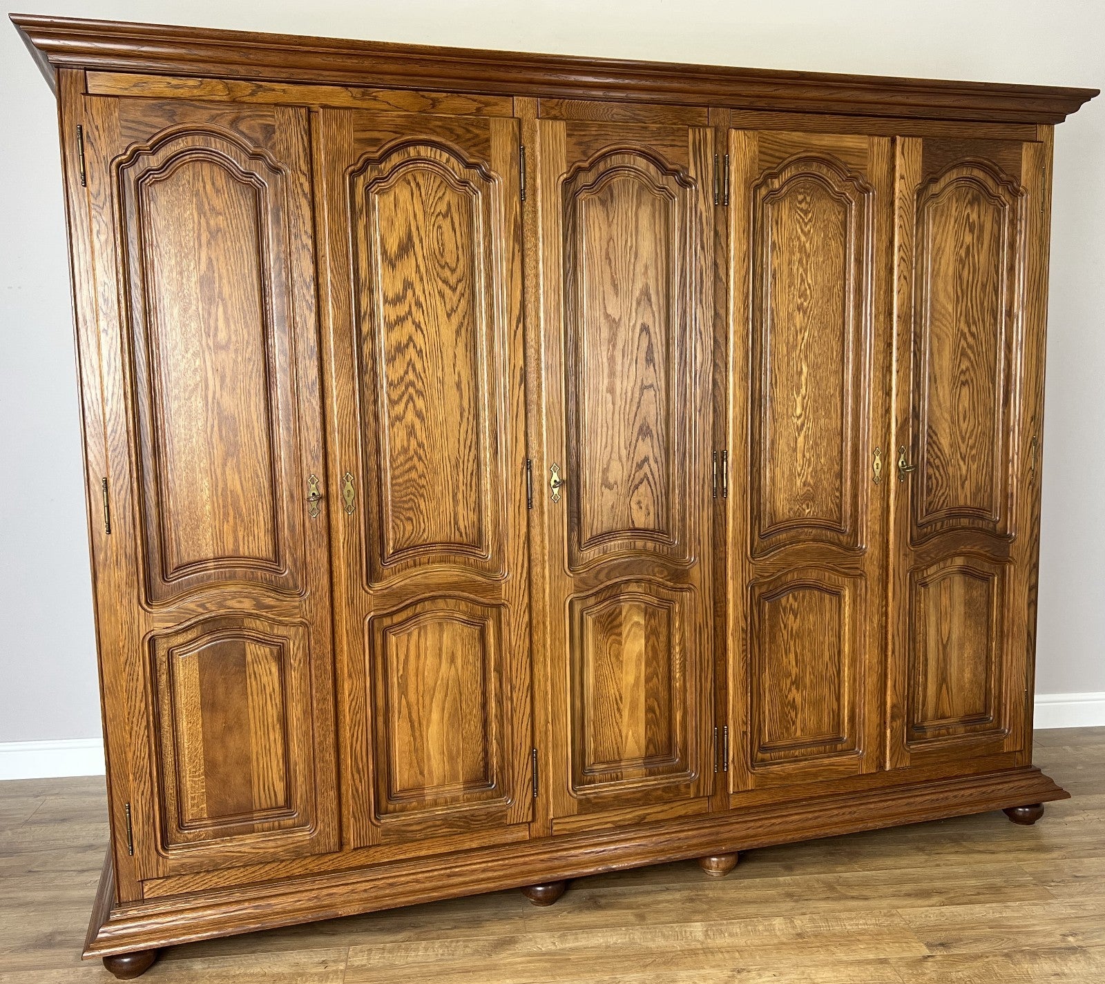 Wardrobe Vintage French Style Five Door Carved Large Storage Armoire LOT 49871