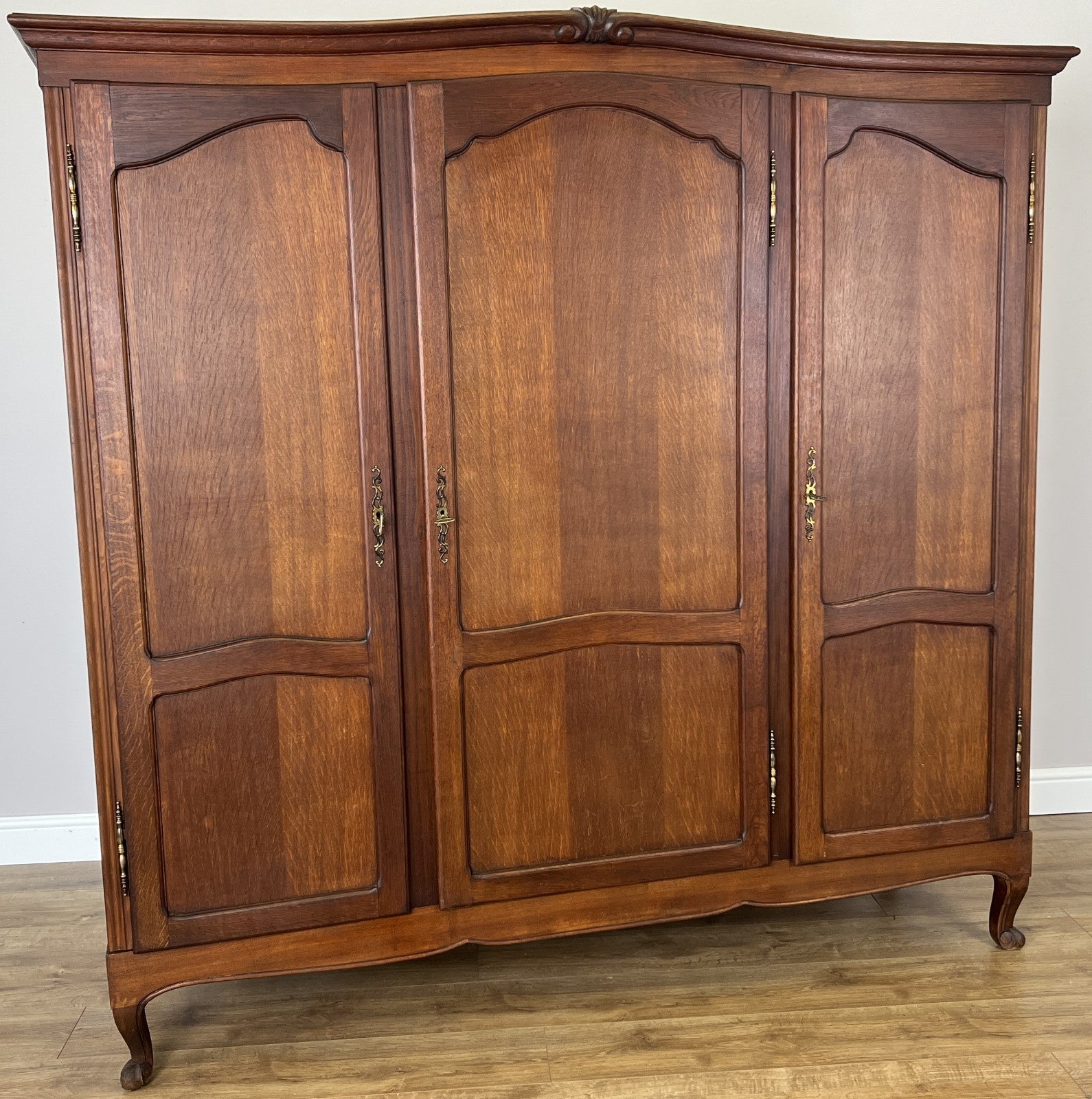 Wardrobe Vintage French Louis XVI Style Oak Three Door Carved Armoire LOT 61180