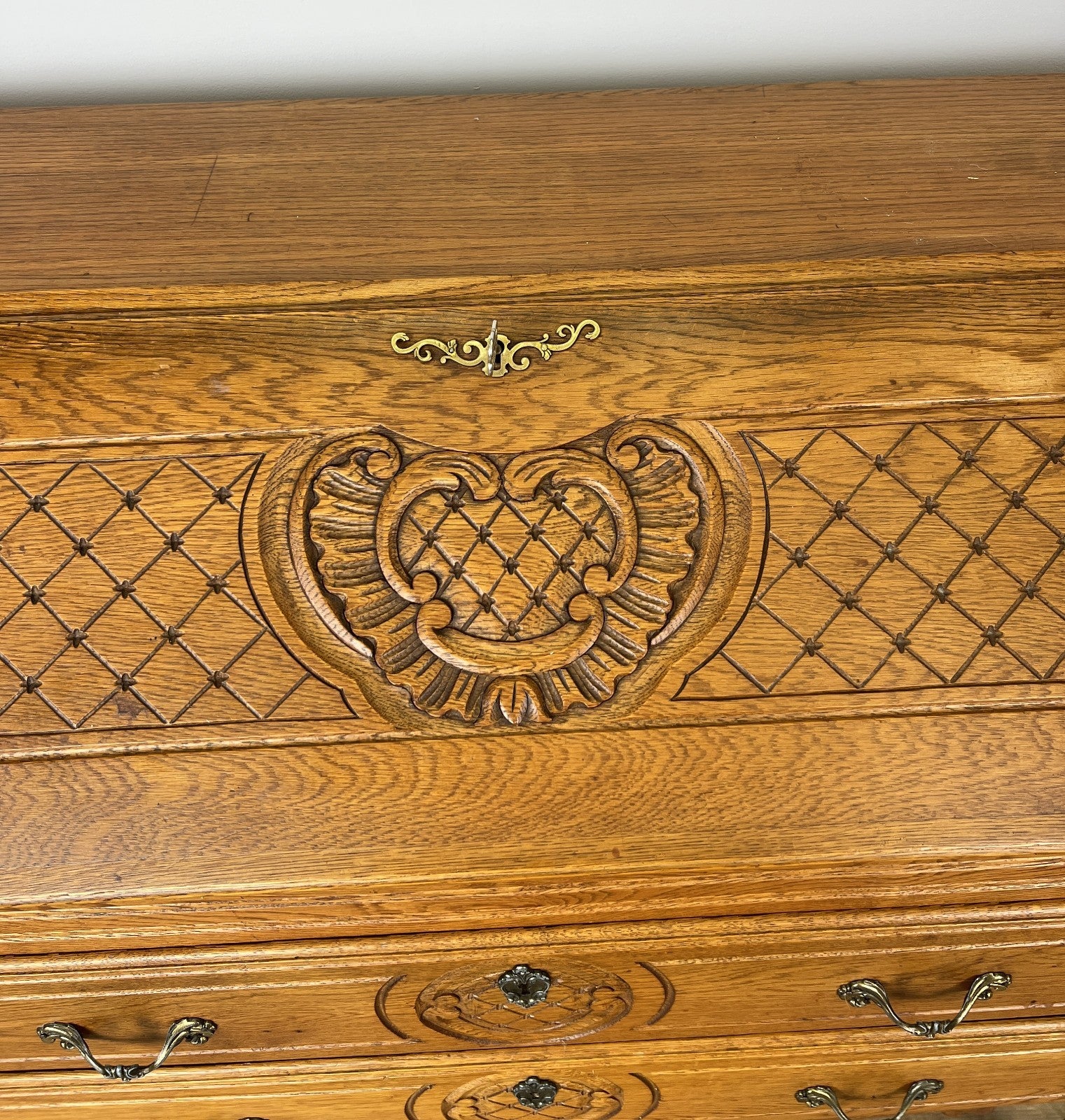 Secretaire Writing Desk Vintage French Louis Oak Rare Bureaux Cabinet LOT 49353