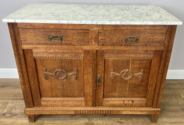 Cabinet Antique French Style Marble Top Oak Sideboard Carved Cupboard LOT 62840