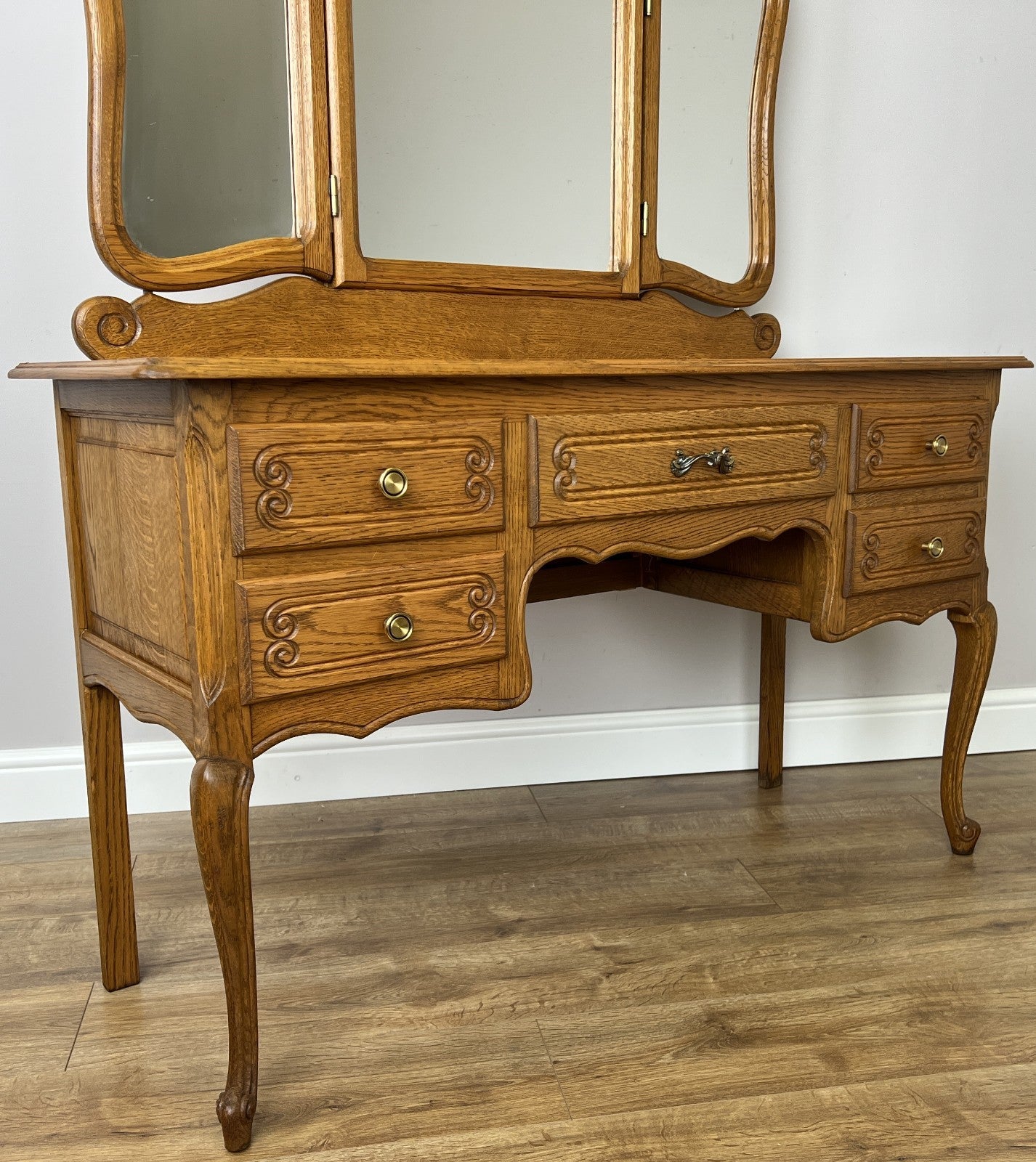 Dressing Table with Mirror Vintage French Oak Louis Vanity Table Makeup LOT 63216