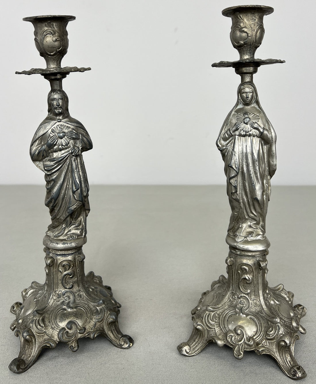 Pair of Candle Holders Vintage French Style Figural Design Candlesticks LOT 6471