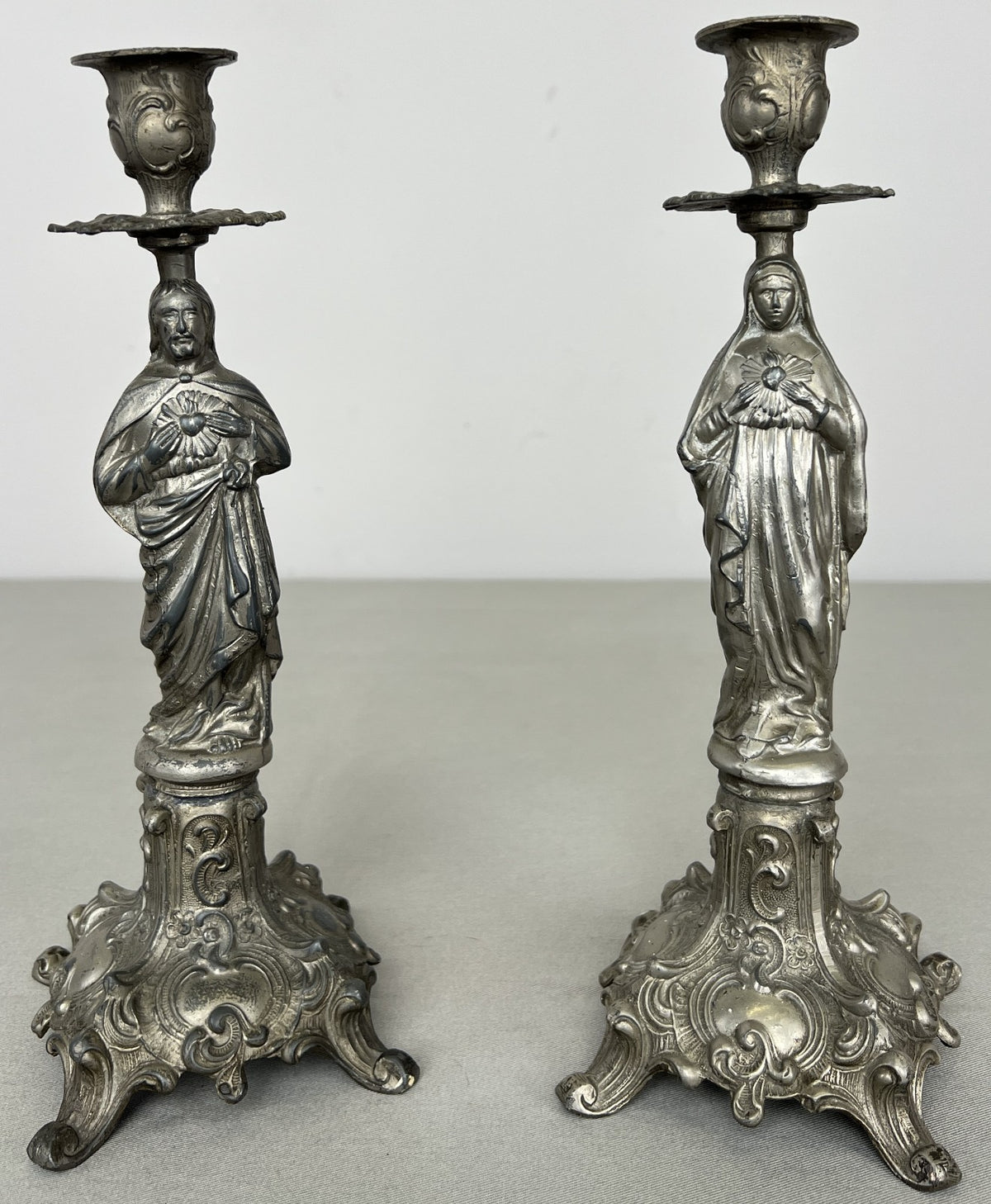 Pair of Candle Holders Vintage French Style Figural Design Candlesticks LOT 6471