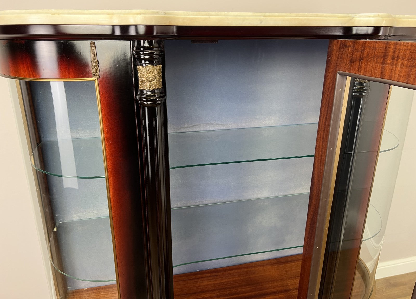 Cabinet Vintage French Style Empire Display Cabinet Marble Top Glass LOT 497718