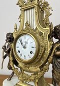 Clock Antique Louis XV Brass Marble Garniture Set With Candelabras LOT 602610