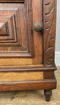 Bedside Table Antique French Marble Top Oak Cabinet Carved Cupboard LOT 63526