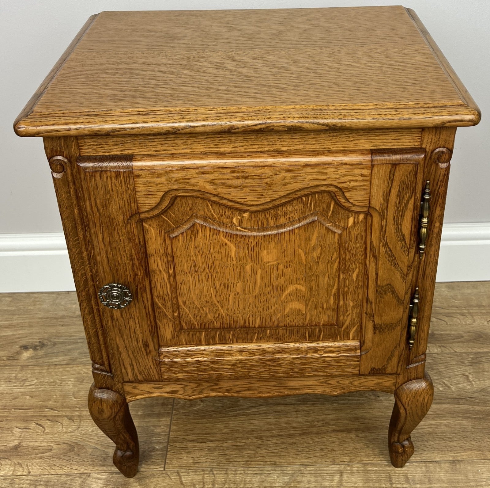 Pair of Bedside Tables Vintage French Louis Oak Nightstands Cabinets LOT 62174