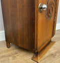 Bedside Table Antique French Art Deco Marble Top Oak Cabinet Nightstand LOT 62386