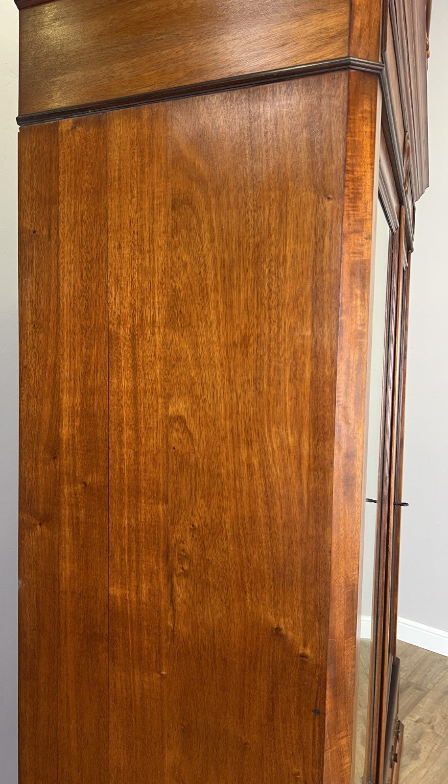 Wardrobe Antique French Mahogany Two Door Carved Mirrored Armoire LOT 616414