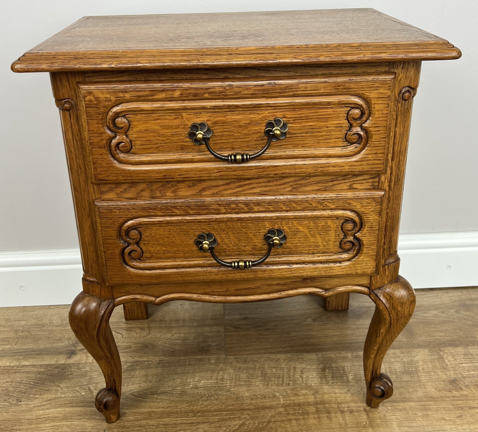 Pair of  Bedside Tables Vintage French Louis Oak Nightstands Cabinets LOT 49116