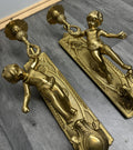 Wall Candle Holder Vintage French Style Sconce Pair Brass Cherub LOT 46659